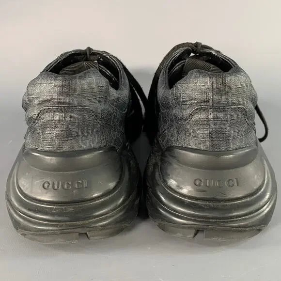GUCCI Size 10.5 Guccissima Black Grey Monogram Sneakers